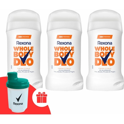 Rexona Whole Body Fresh Citrus Stick 3 x 50 ml + Rexona šejker
