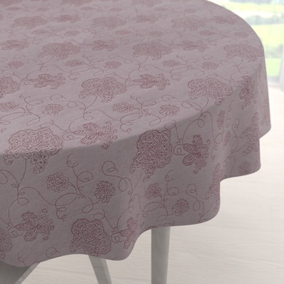 Biante Teflónový okrúhly obrus TF-138 Hnedovínové kvetované ornamenty na starofialovom Ø 50 cm