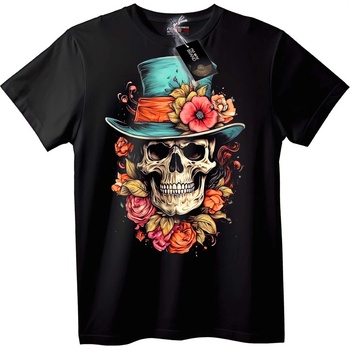 NOONEBRAND Тениска с череп във флорална шапка - 2XL, Black