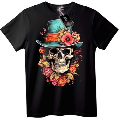 NOONEBRAND Тениска с череп във флорална шапка - 2XL, Black
