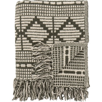 Bloomingville Шалте Gutte от рециклиран материал 130 x 160 см зелено (82066149)