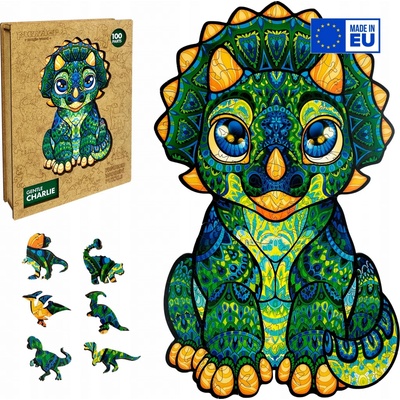 Puzzler Dřevěné Něžný dino Charlie 100 dílků