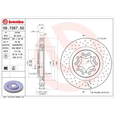 Brzdový kotúč BREMBO 09.7267.50