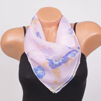 Image 1 of Нежно фишу в розово със сини цветя