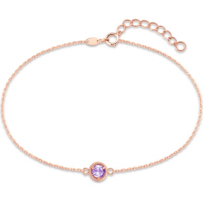 MINET 4490 Decentní zlatý rose gold náramek s fialovým zirkonem Au 585/1000 0,75g