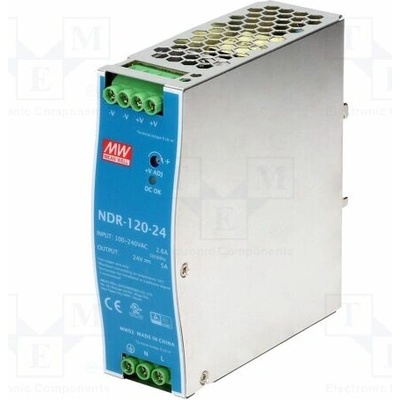 MEAN WELL NDR-120-48 Napájecí zdroj: spínaný; na lištu DIN,slim; 120W; 48VDC; 2,5A