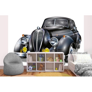 DIMEX ART Самозалепваща се флизелинова фототапета черна ретро кола 375 x 250 см