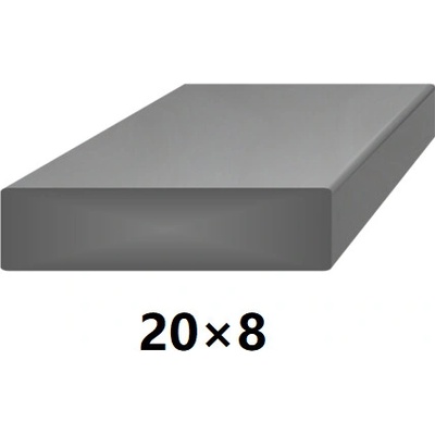 Plochá plná ocelová tyč 20x8 mm (pásovina), bez povrchové úpravy 3 m (J-P20x8-3)