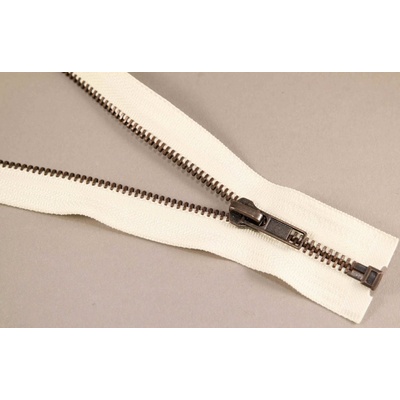 Deliteľný kovový starokovový zips č.5 viac farieb - dĺžka (30 - 100 cm) 65 cm smotanová bez ozdoby
