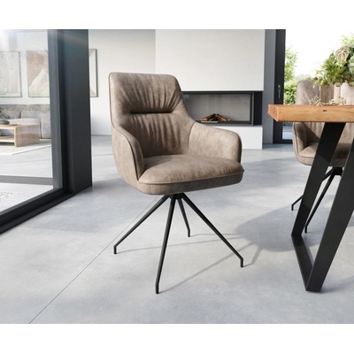Delife Zelia-Flex s područkami mikrovlákno taupe vintage křížová podnož zúžená černá taštičkové pružiny