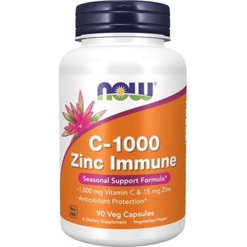 NOW C-1000 Zinc Immune | Vitamin C + Zinc Bisglycinate [90 капсули]