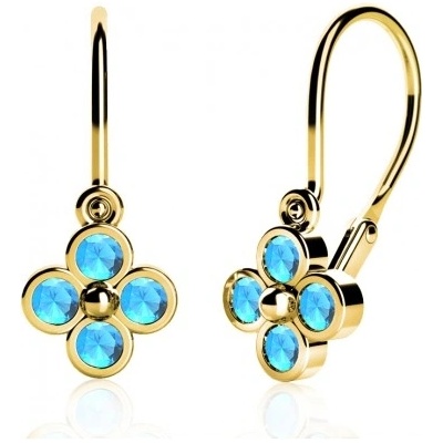 Couple Decentní dětské náušnice Alia žluté zlato a modré zirkony 5331088-0-0-73