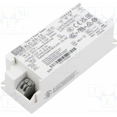 MEAN WELL XLC-25-12 Napájecí zdroj: spínaný; LED; 25W; 12VDC; 0÷2,1A; 100÷305VAC; OUT: 1