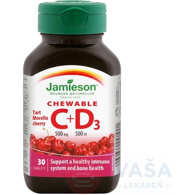 Jamieson Vitamín C 500 mg + D3 500 IU čerešňa 30 tabliet