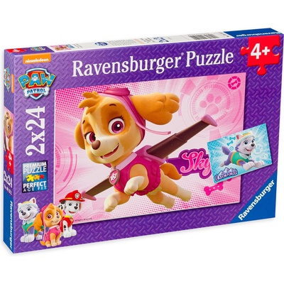 Ravensburger Пъзел Ravensburger от 2 x 24 части - Скай и Еверест, Пес Патрул (9152)