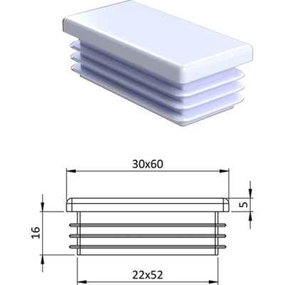 Krytka plastová 30 x 60 mm