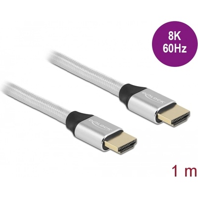Delock Ултра високоскоростен HDMI кабел 48 Gbps 8K 60 Hz сребърен 1 м сертифициран