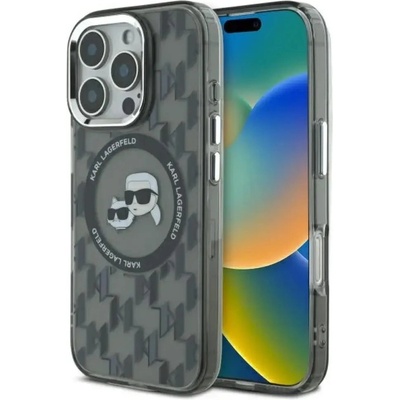 KARL LAGERFELD IML Monogram Karl & Choupette Head MagSafe Калъф за iPhone 16 Pro - черен (3666339318383)