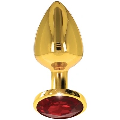 TABOOM Mетален анален разширител в златисто с червен кристал Taboom L
