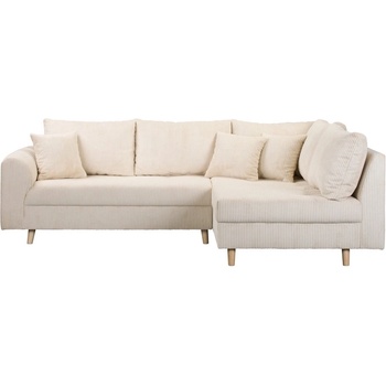 ROPEZ Кремав ъглов диван от велур (десен ъгъл) Ariella - Ropez (Ariella Narożnik L - Prawa OT tk. Lincoln 03 nogi natura)