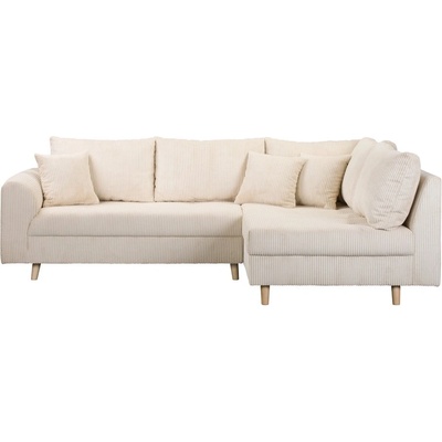 ROPEZ Кремав ъглов диван от велур (десен ъгъл) Ariella - Ropez (Ariella Narożnik L - Prawa OT tk. Lincoln 03 nogi natura)