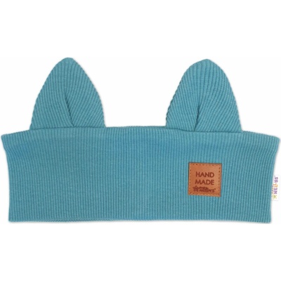 Baby Nellys čelenka Cat s úškami pre deti Hand Made - morská