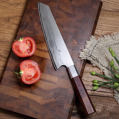 IZMAEL Damaškový kuchynský nôž Kasugai Hnedá 19.5 cm