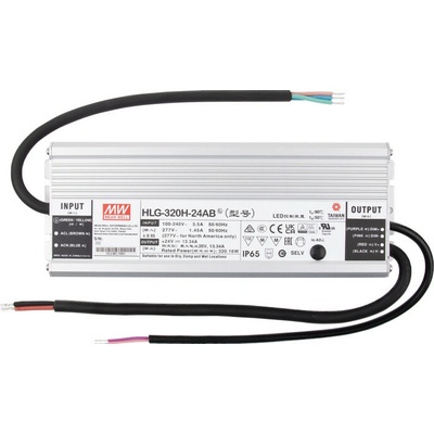 MCLED Napájecí zdroj LED Mean Well HLG-320H-24B, 320W, DC24V/13,34A, IP67, kovové provedení, řízení 1-10V a PWM ML-732.220.58.1