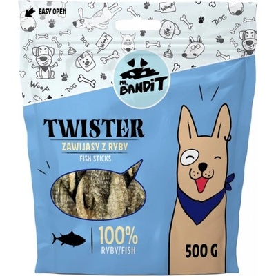 VetExpert Mr. Bandit TWISTER Fish skin twists - лакомство за куче, усукана рибешка кожа, 500 гр - Полша