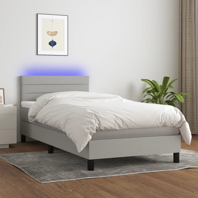 vidaXL 3133201 Boxspring postel s matrací a LED textil / barva světle šedá