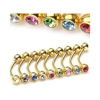 Šperky eshop piercing do obočí pozlacený se zirkonky U07.03 Červená R