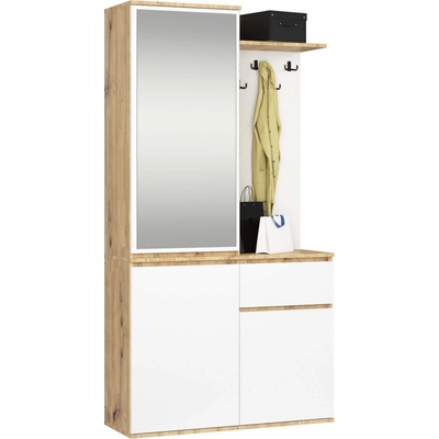 Ak furniture Předsíňová stěna Entro bílá/dub artisan