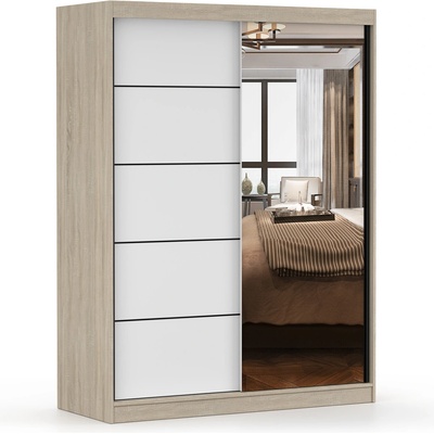 Wilsondo Valery IV so zrkadlom 150 x 200 x 61 cm dub sonoma / biela