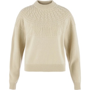 Fjällräven Дамски вълнен пуловер Fjällräven Women's Övik Solid Jacquard Knit Wool jumper - Light Beige - размер XL (105-7731-0116)