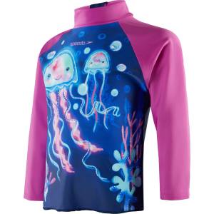 Speedo Kids Long-Sleeve Performance Gym Top - Blue/Pink