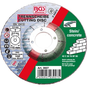 Bgs Technic Brusný kotouč 115 x 2,5 x 22,2 mm 3927