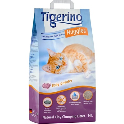 Tigerino 2 х 14 л Tigerino Nuggies постелка за котки - с аромат на бебешка пудра