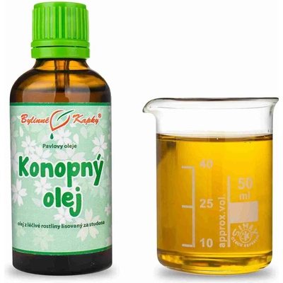 Bylinné kapky Jedlé oleje Konopný olej (olej z konopí) přírodní za studena lisovaný olej 50 ml