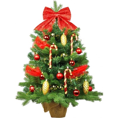 LAALU Ozdobený umělý vánoční stromeček SANTA CLAUS 60 cm s LED OSVĚTLENÍM V KVĚTINÁČI