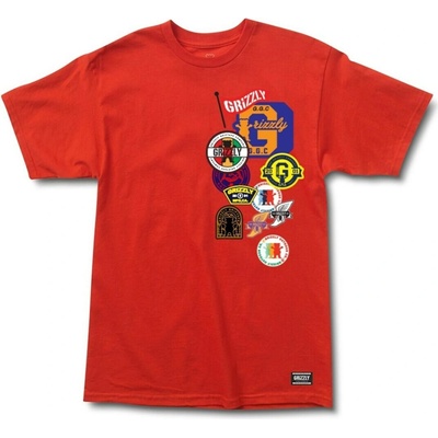 Grizzly tričko patchwork SS Tee Red