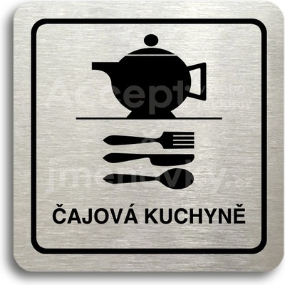 ACCEPT Piktogram čajová kuchyně - stříbrná tabulka - černý tisk