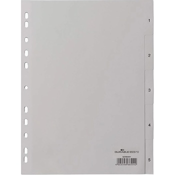 DURABLE Регистър durable пластмаса с печат a/4 1-5 части сив 650510 (650510)