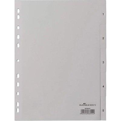 DURABLE Регистър durable пластмаса с печат a/4 1-5 части сив 650510 (650510)