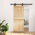 vidaXL Преплъзваща се врата 80 x 210 cm Естествено и черно (3445047)