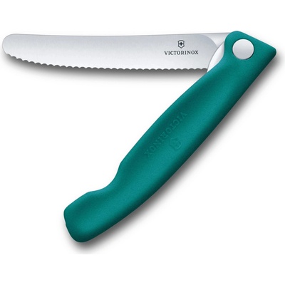 Victorinox 6.7834.FC1 skladací nôž na ovocie a zeleninu, 11 cm zúbkovaná oblá čepeľ, piknikový/cestovný, tmavo-zelený