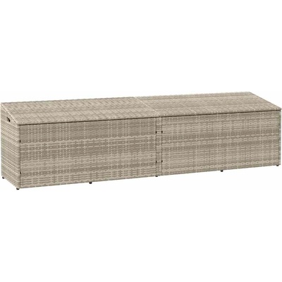 vidaXL Градинска кутия за съхранение, светлосива, 220x50x58 см, полиратан (4104078)