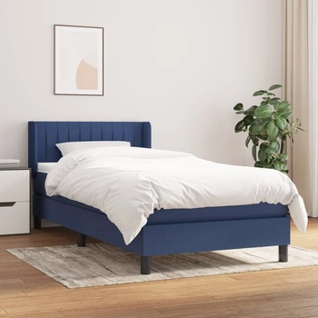 vidaXL Боксспринг легло с матрак, синя, 90x190 см, плат (3129839)