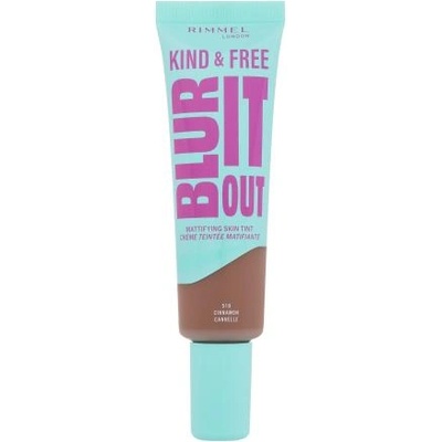 Rimmel London Kind & Free Blur It Out Mattifying Skin Tint лек матиращ фон дьо тен за смесена и мазна кожа 30 ml нюанс 510 Cinnamon