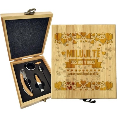 Sablio Dárková sada na víno Miluji Tě 365 dní v roce: 147×168×49 mm