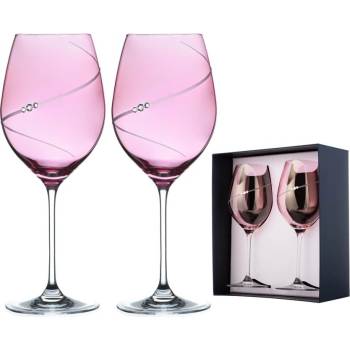 Swarovski Diamante poháre na červené víno Silhouette City Pink s kryštály 2 x 470 ml